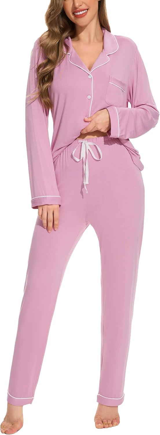 Button Up Pajamas for Women Soft Loungewear Set XS-XXL