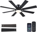 Ceiling Fans with Lights 52ft Low Profile Black Flush Mount - Quiet DC