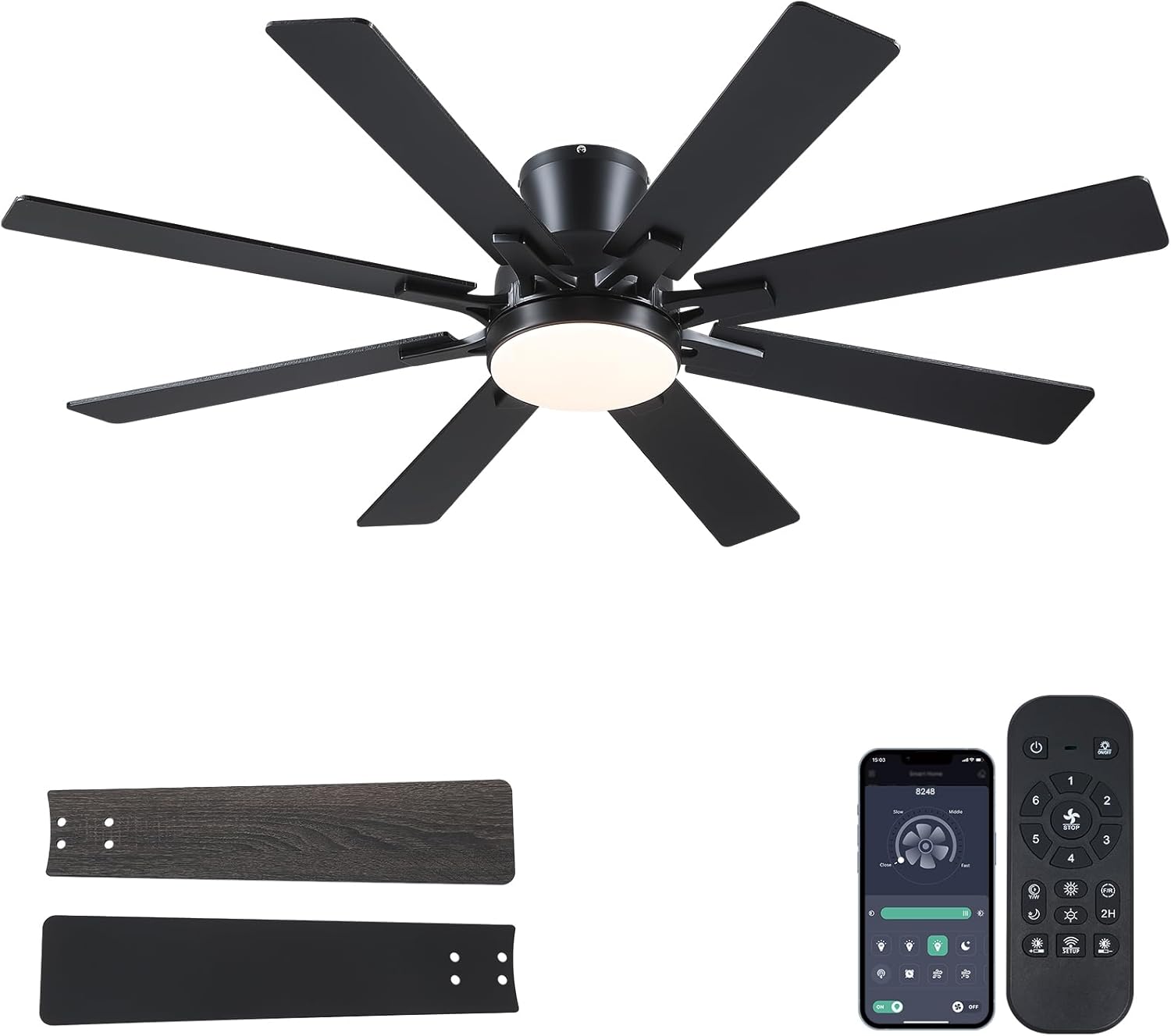 52 Low Profile Ceiling Fan with Lights and Remote Control
