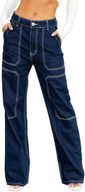 Trendy Cargo Jeans for Women - Casual Loose Wide Leg Denim