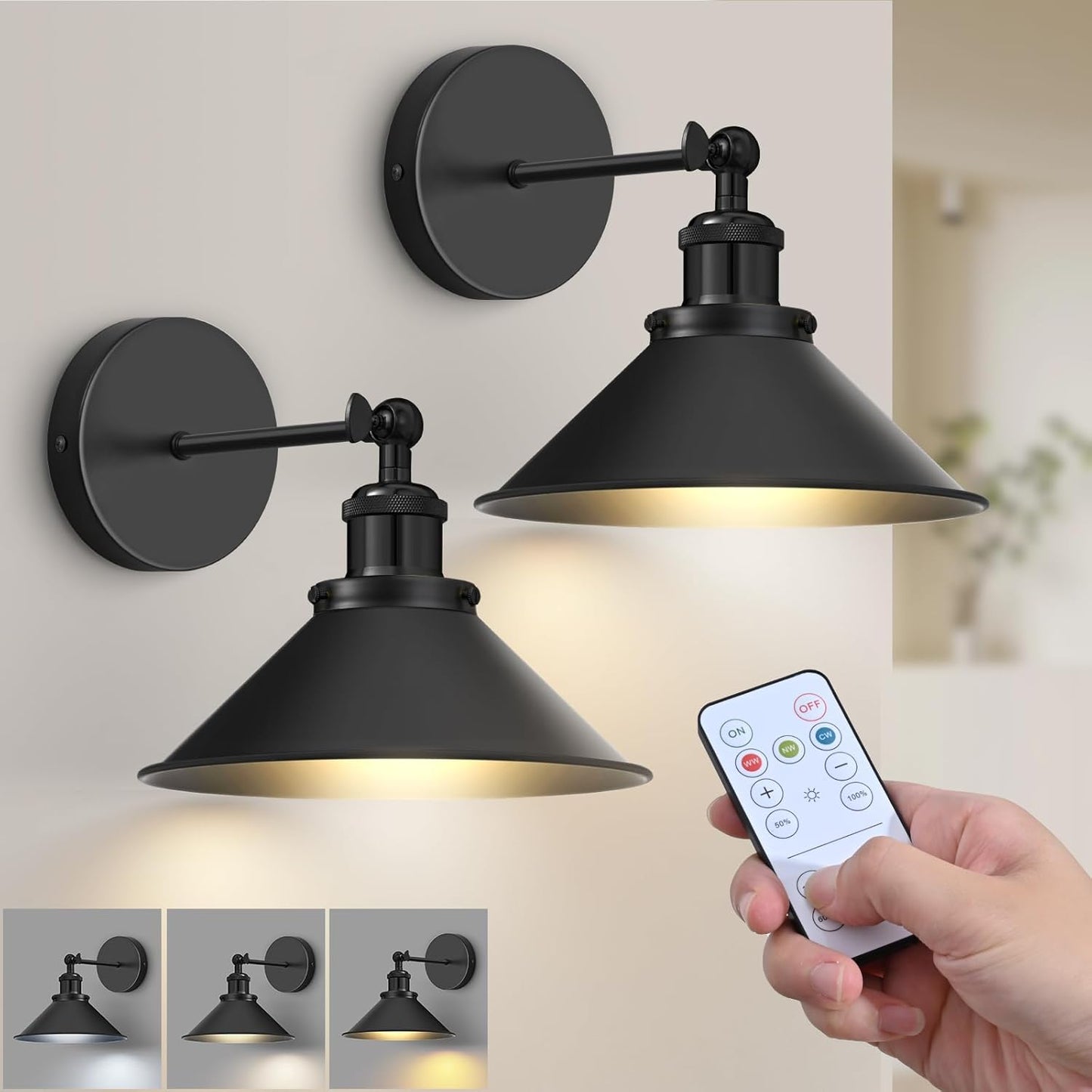 Battery Operated Wall Sconce Set of 2 for Stylish Lighting