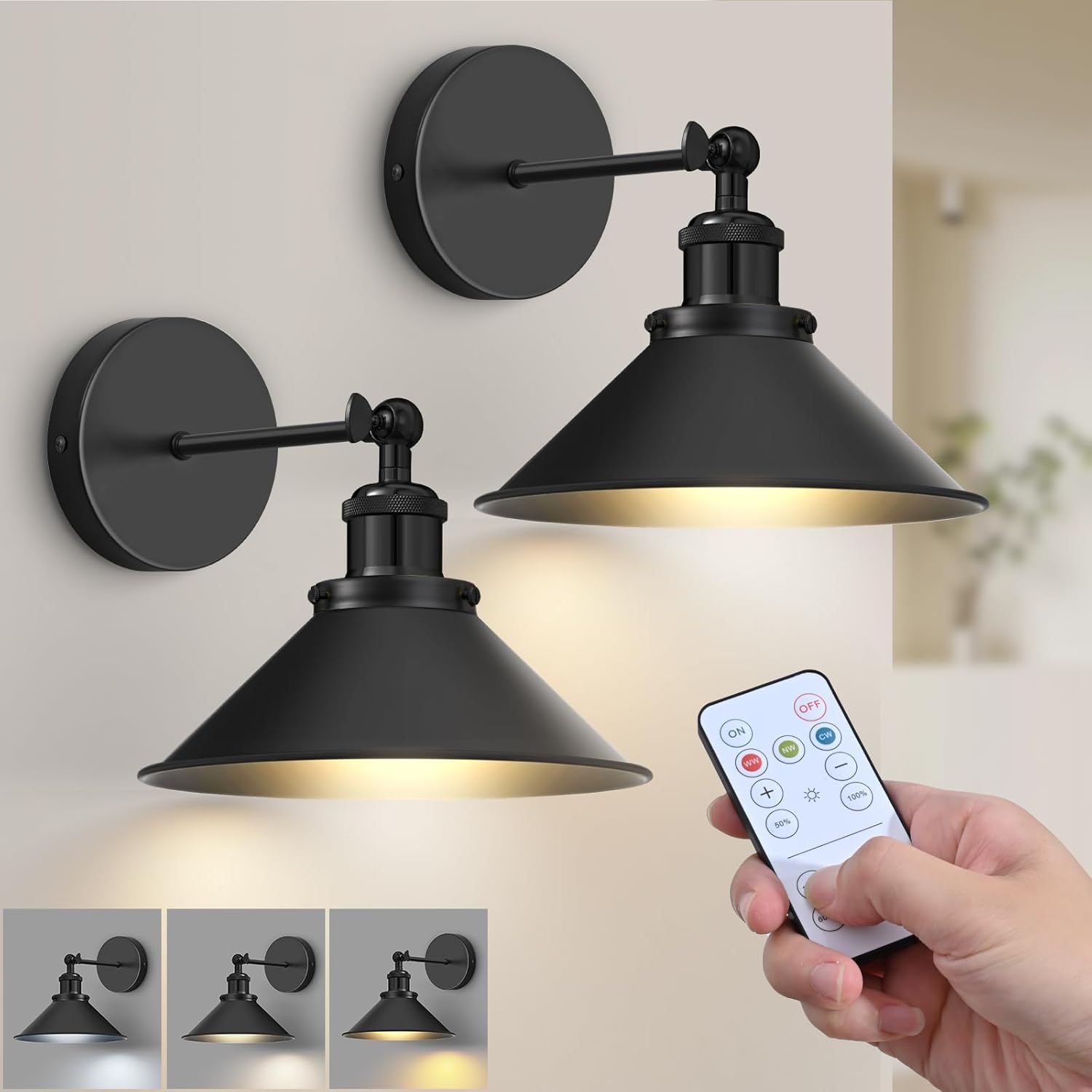 Battery Operated Wall Sconce Set of 2 for Stylish Lighting