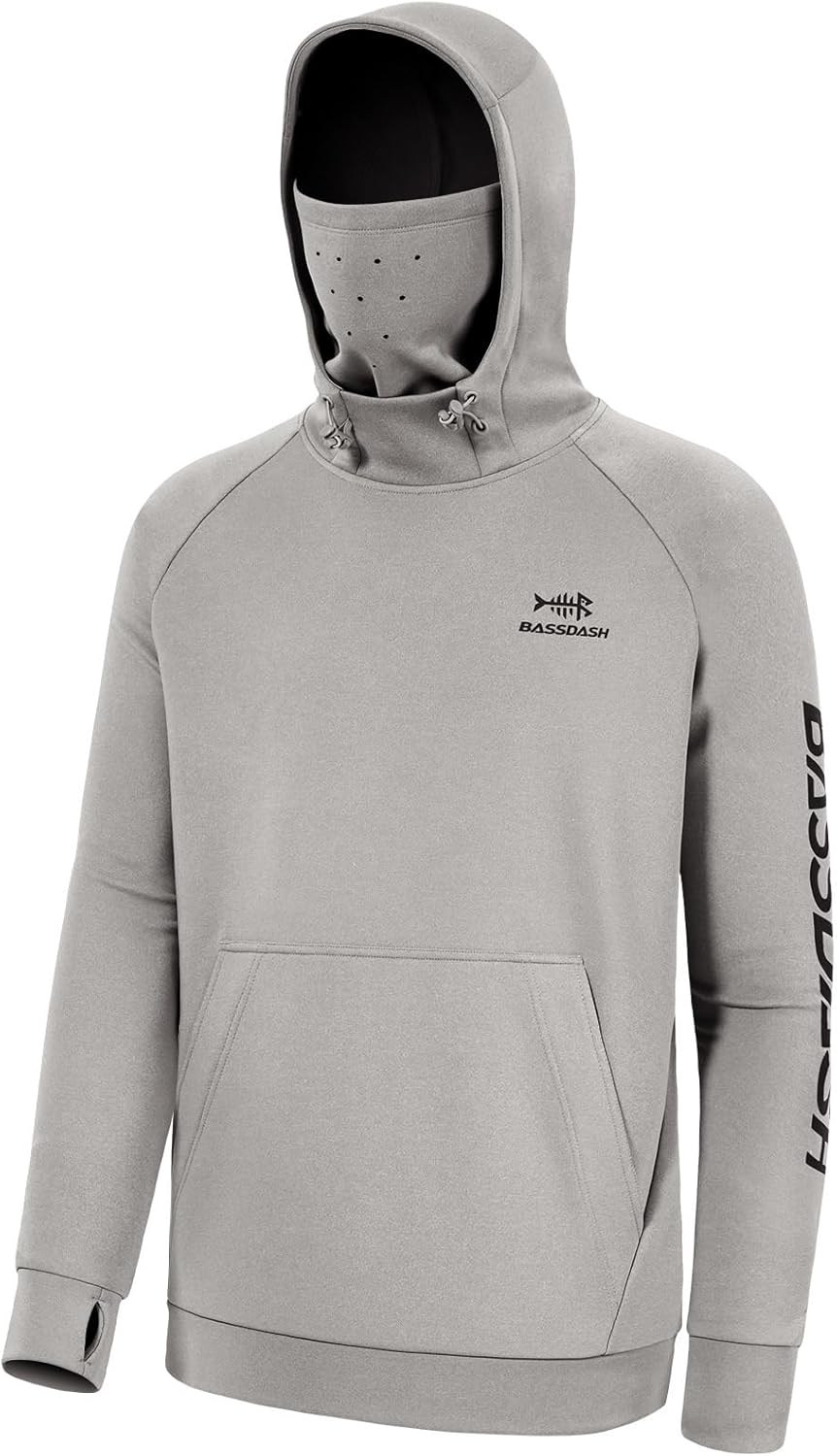 BASSDASH Mens Fishing Fleece Hoodie with Neck Gaiter for Comfort