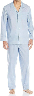 Mens Long Sleeve Broadcloth Pajama Set for Men - Lightweight Comfort