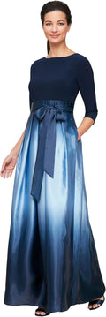 Long Satin Mother of the Bride Dress with Pockets - Elegant