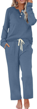 Lounge Sets for Women Two Piece Outfits Button Down Sweatsuit - Cozy