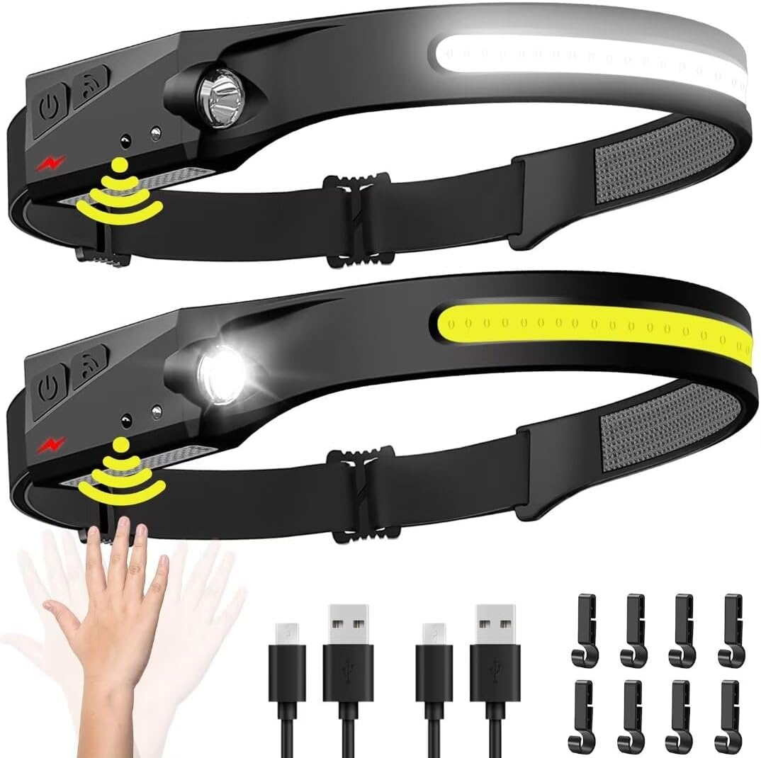 Motion Sensor Rechargeable Headlamp - Waterproof, Wide Beam LED for Outdoor Activities
