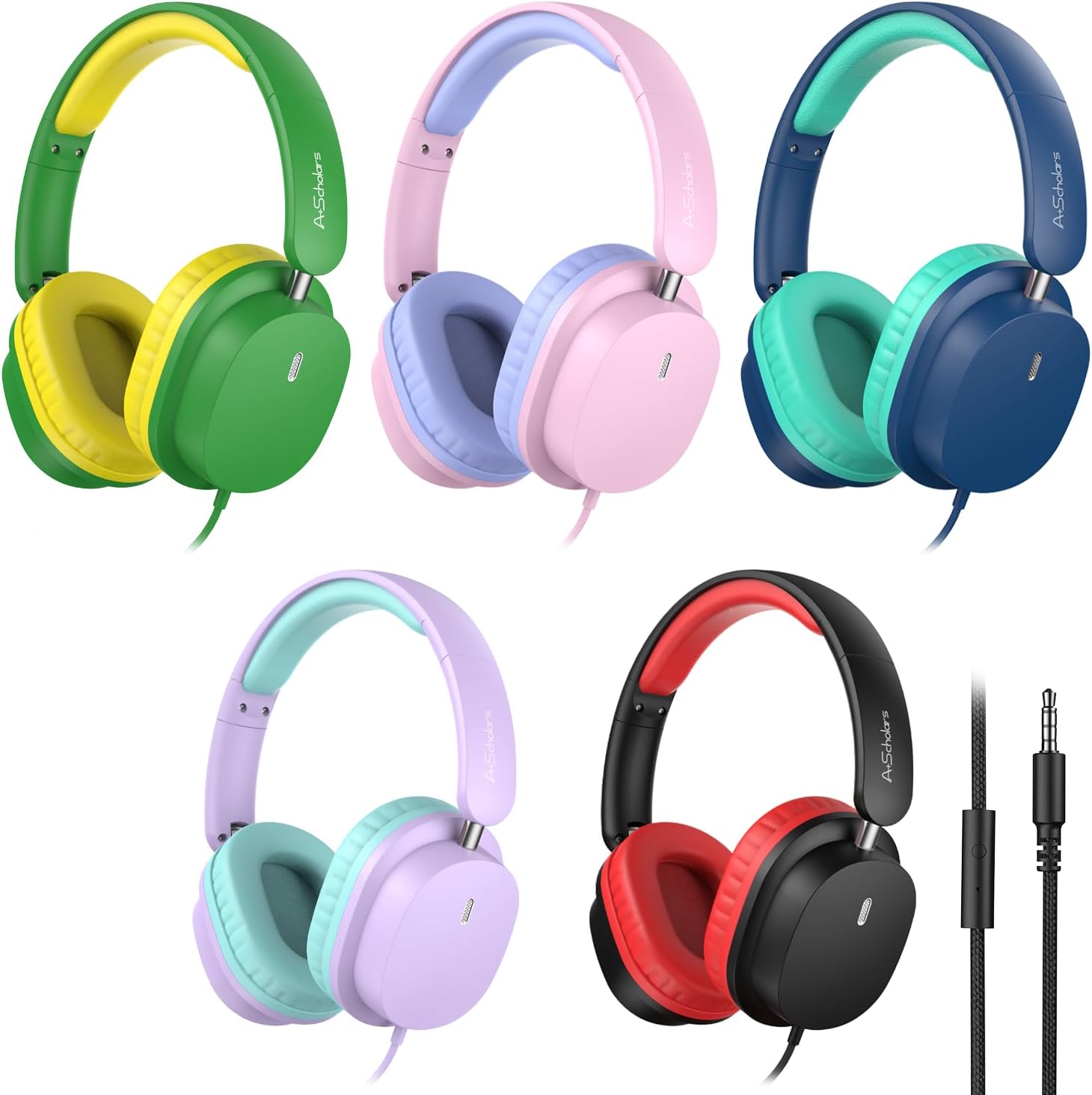 Kids Headphones Bulk 5 Pack for School with HD Mic Sound