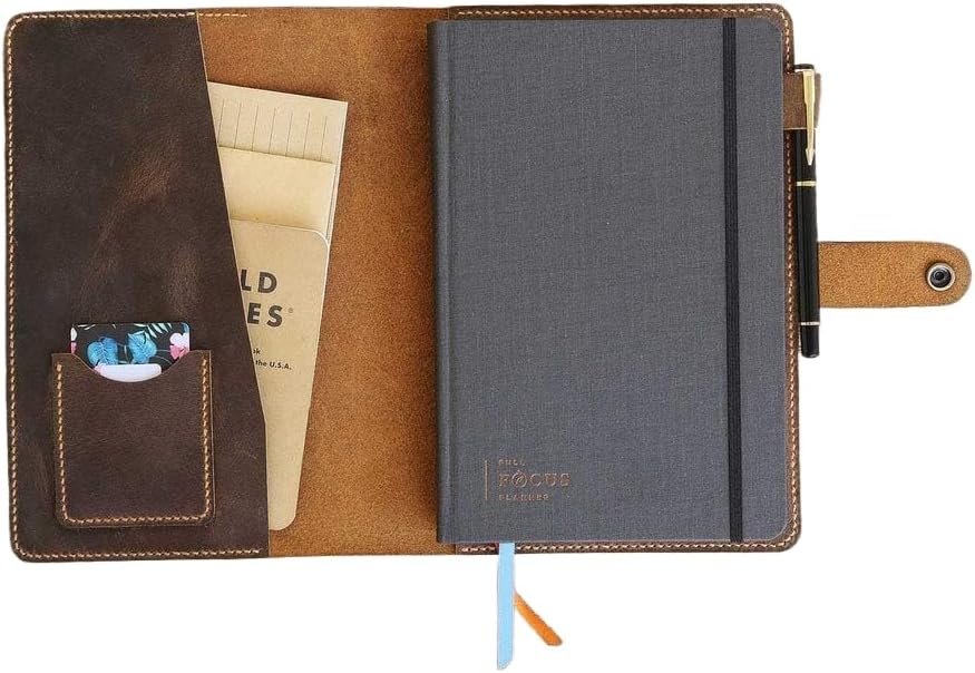 Handmade Leather Planner Cover for Full Focus Planner with Engraving