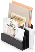 Desktop Mail Organizer 3-Slot Black Metal Letter Holder - Tidy Desk