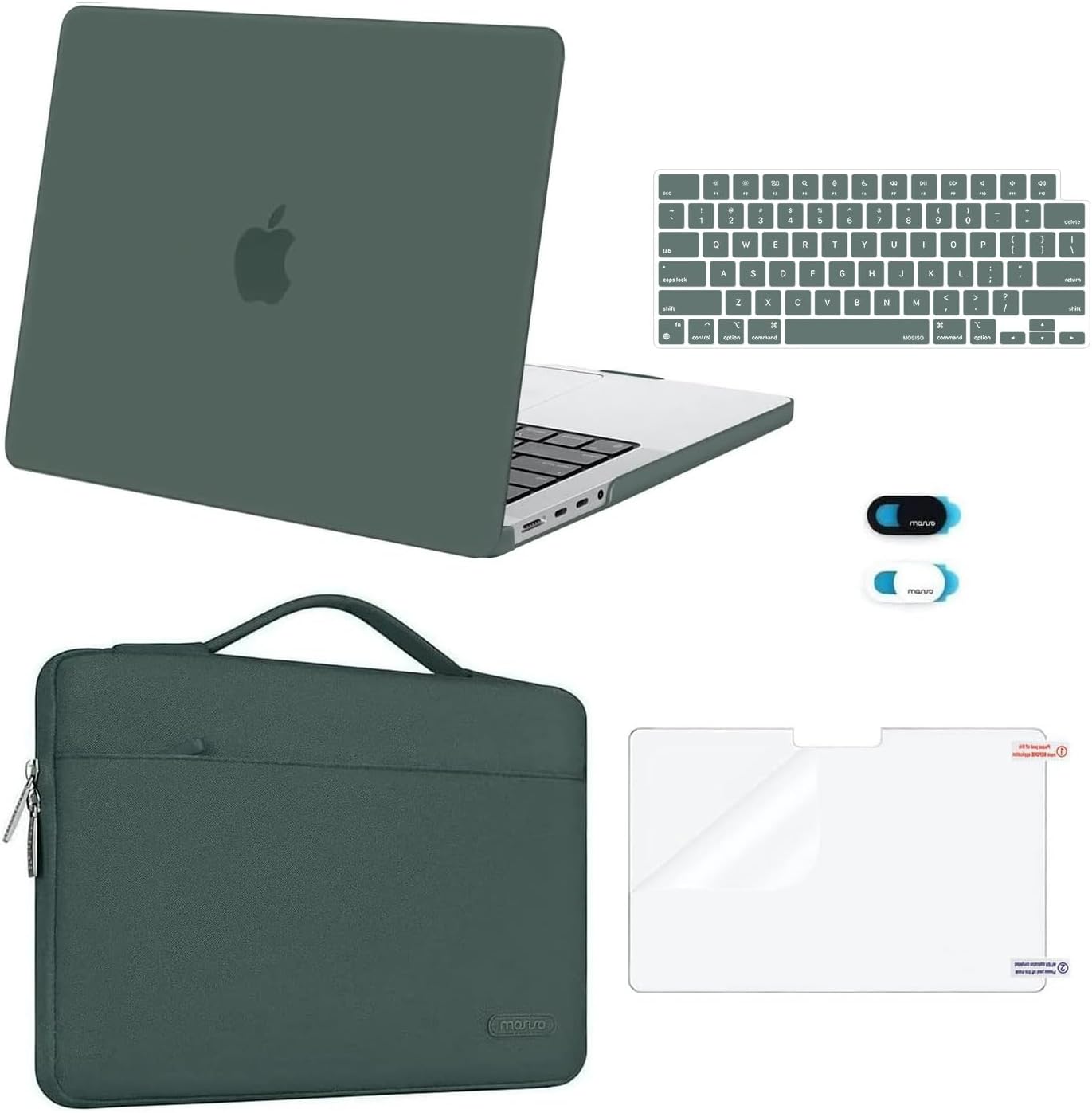 MOSISO MacBook Pro 14 inch Case with Accessories in Midnight Green
