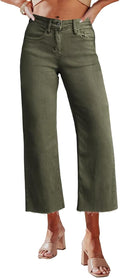 Allimy High Waisted Wide Leg Ripped Jeans - Comfortable (Style YYZG)