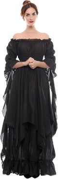 Renaissance Dress Women Medieval Costume - Flowy Peasant Gothic Look