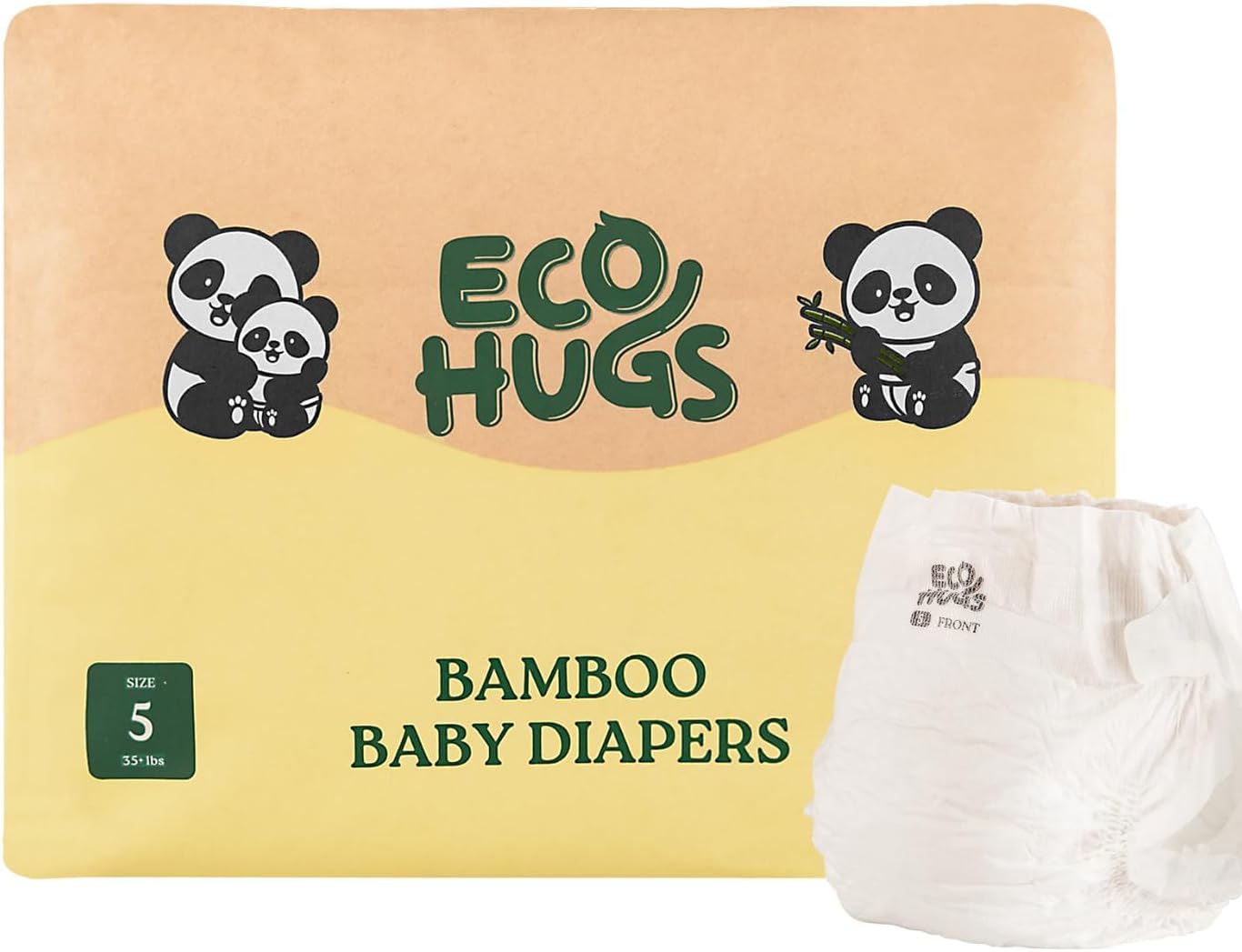 EcoHugs Bamboo Diapers Size 5 | Ultra-Soft & Hypoallergenic 