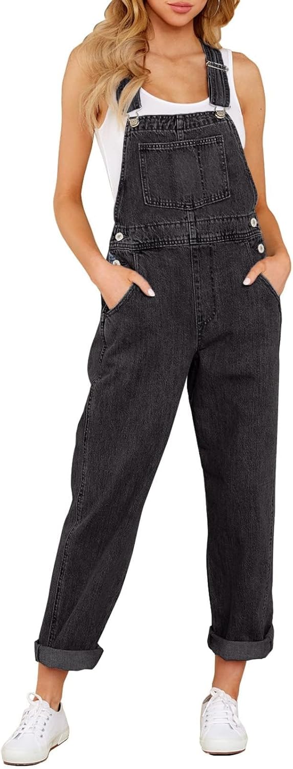 Vetinee Womens Classic Adjustable Straps Denim Bib Overalls