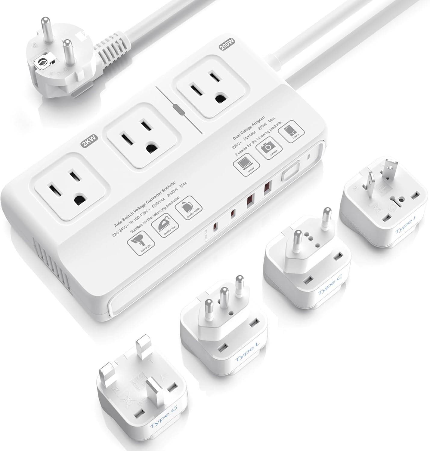 220V to 110V Travel Voltage Converter for Global Use