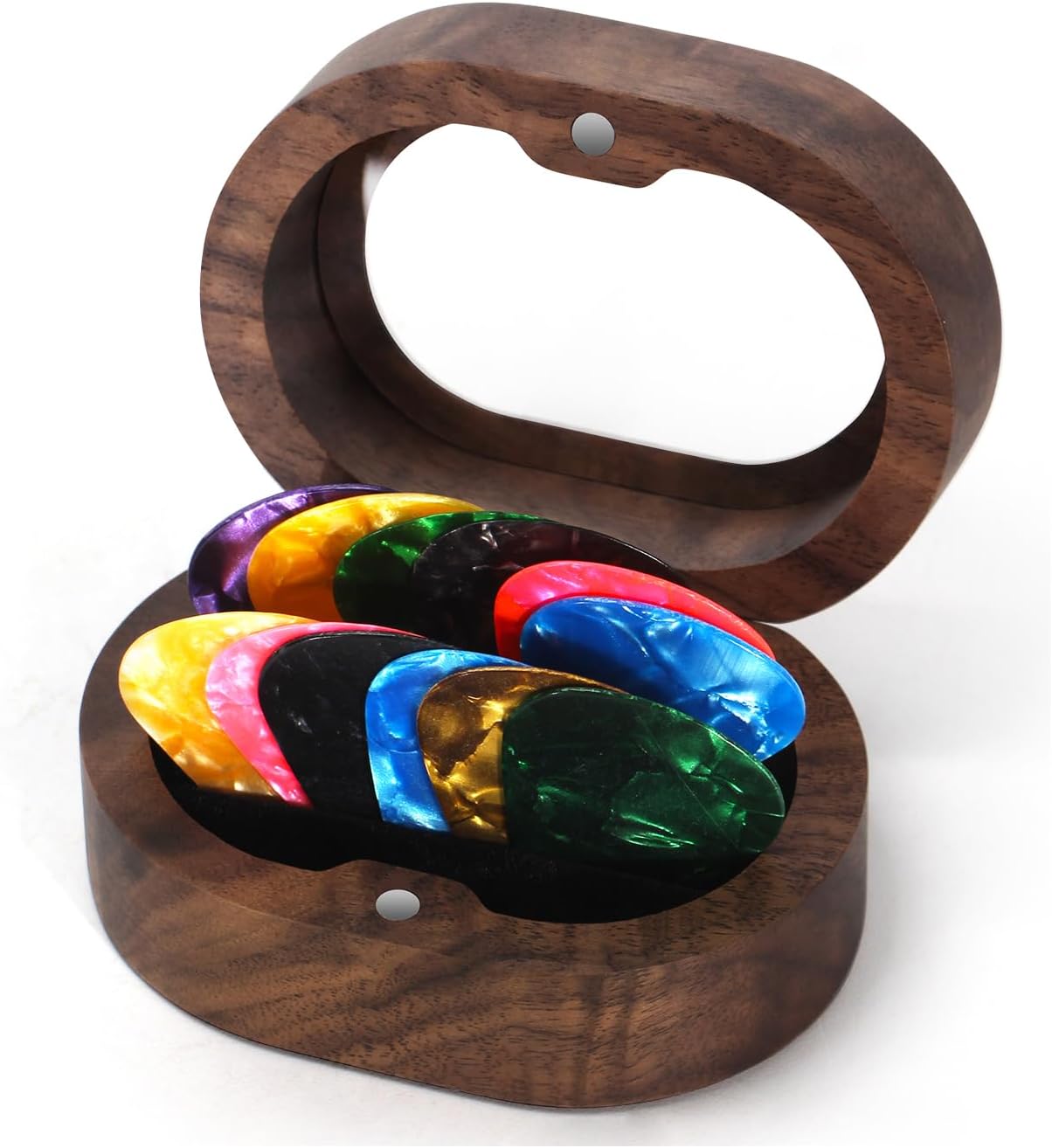 Premium Walnut Guitar Pick Case Set