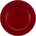 Red Christmas Charger Plates Set of 12 13 in Round - Beaded Edge