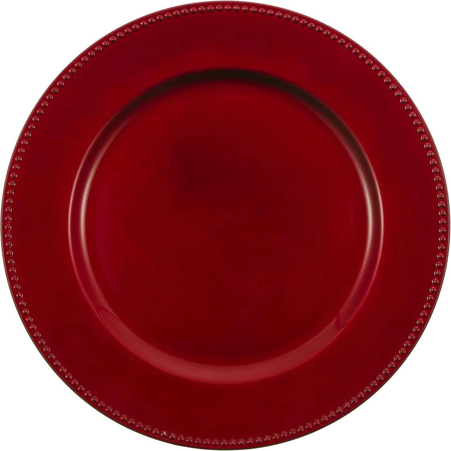 Set of 12 Red Beaded Edge Charger Plates for Festive Tables