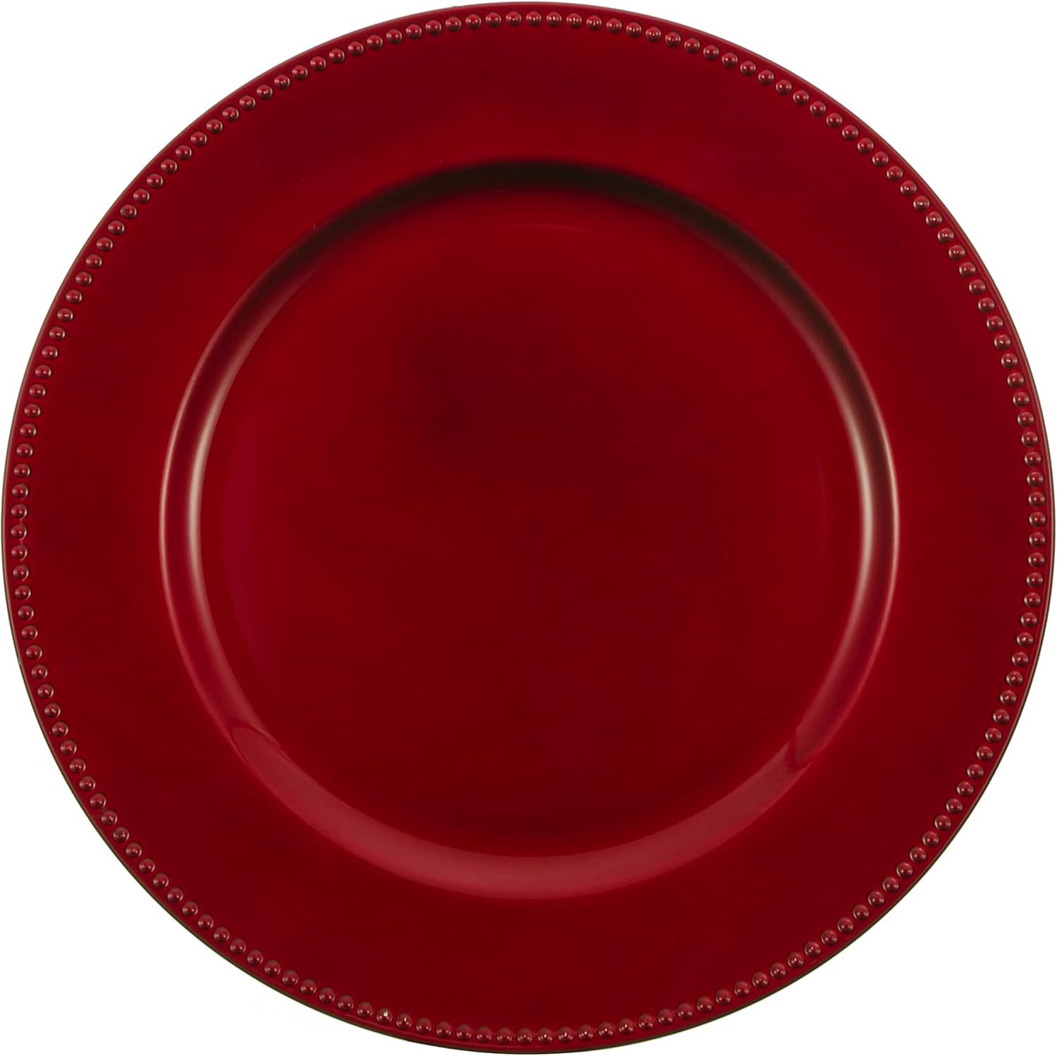 Set of 12 Red Beaded Edge Charger Plates for Festive Tables