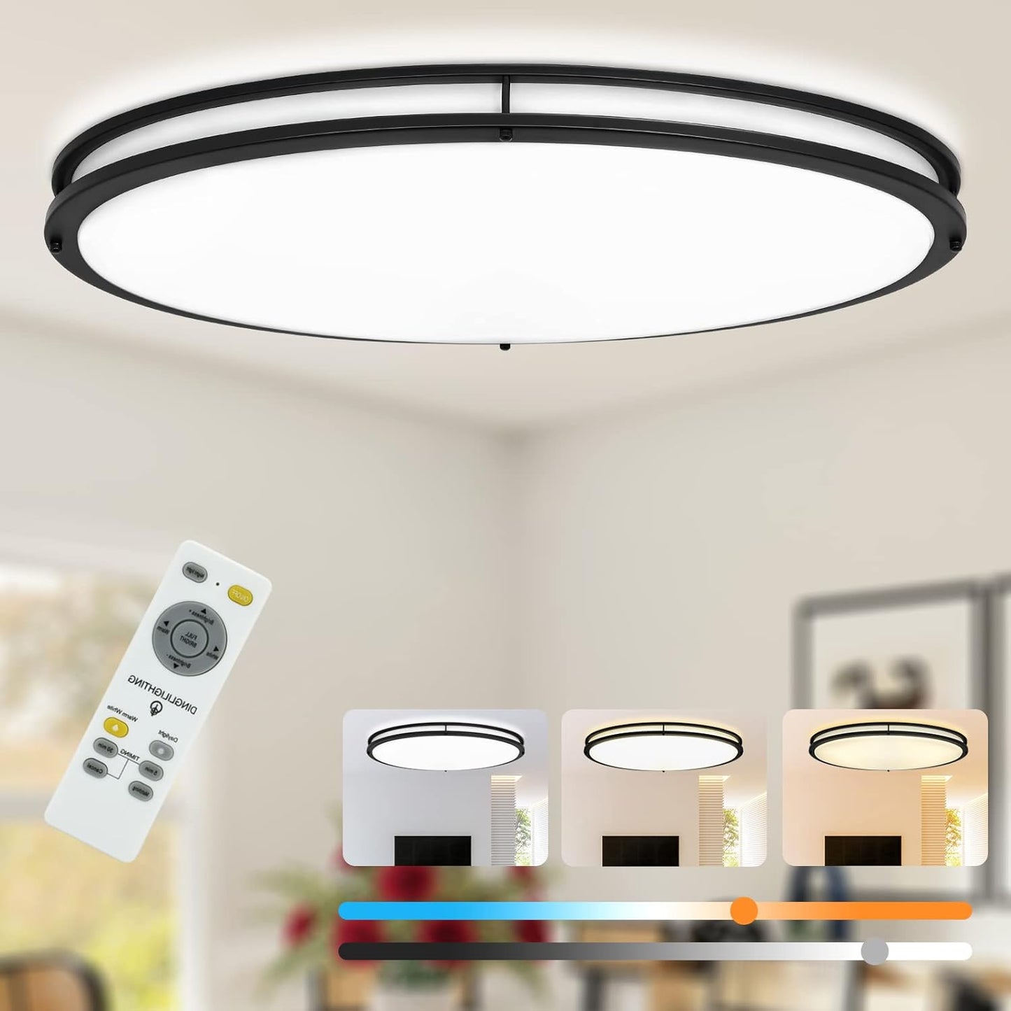 DLLT 65W Dimmable LED Flush Mount Ceiling Light with Remote
