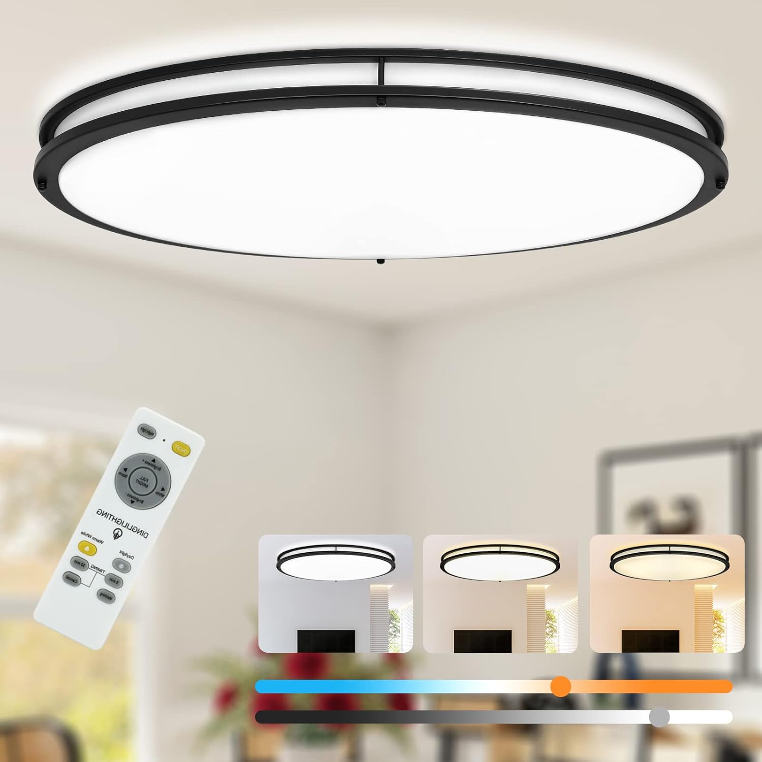 DLLT 65W Dimmable LED Flush Mount Ceiling Light with Remote