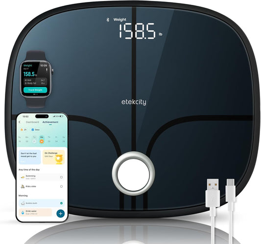 Etekcity Smart Rechargeable Scale - 13 Metrics, Stealth Black