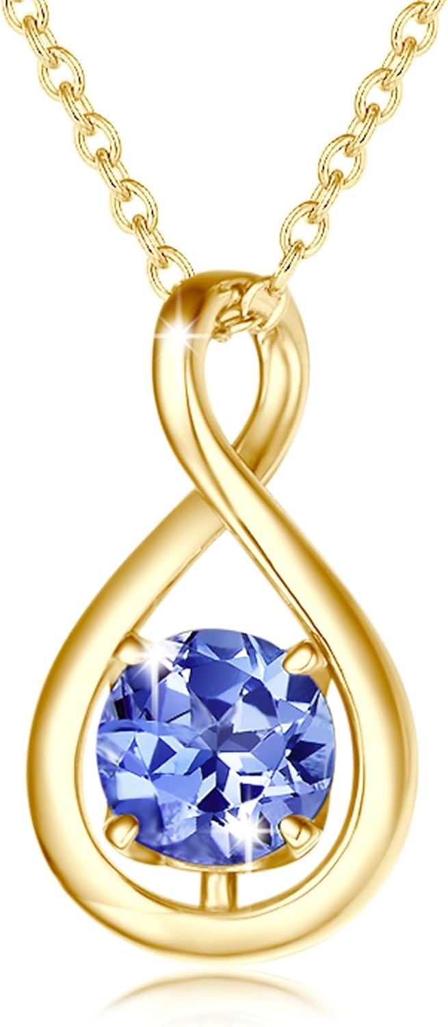 FANCIME Birthstone Necklaces for Women - Dainty Infinity Pendant
