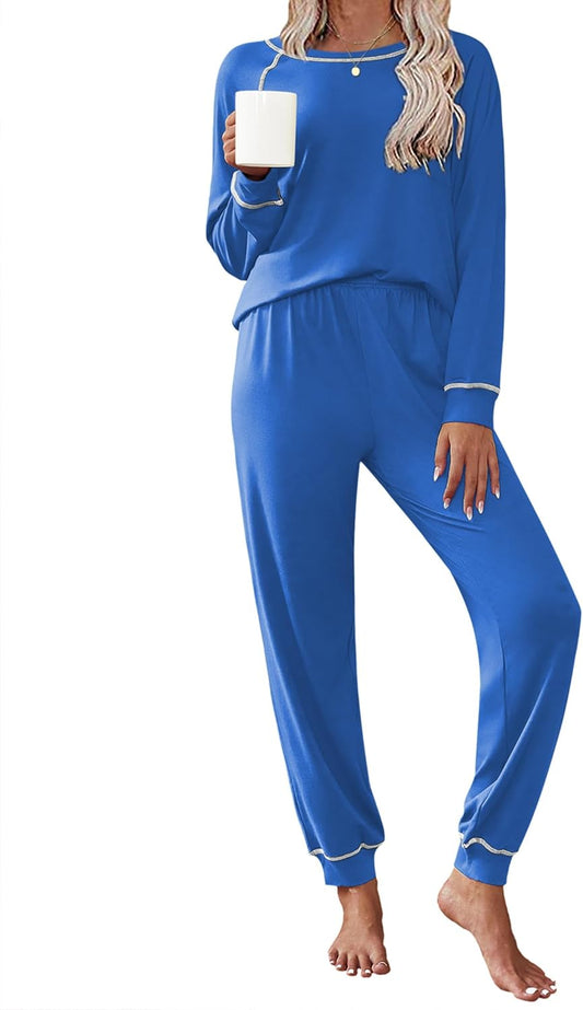 Ekouaer Pajamas Set for Women Soft Comfy Long Sleeve Sleepwear
