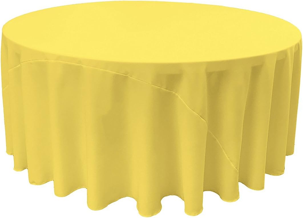 132-Inch Light Yellow Polyester Poplin Round Tablecloth Review