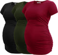 Smallshow Women's Maternity Side Ruched Tunic T-Shirt - Comfort Fit