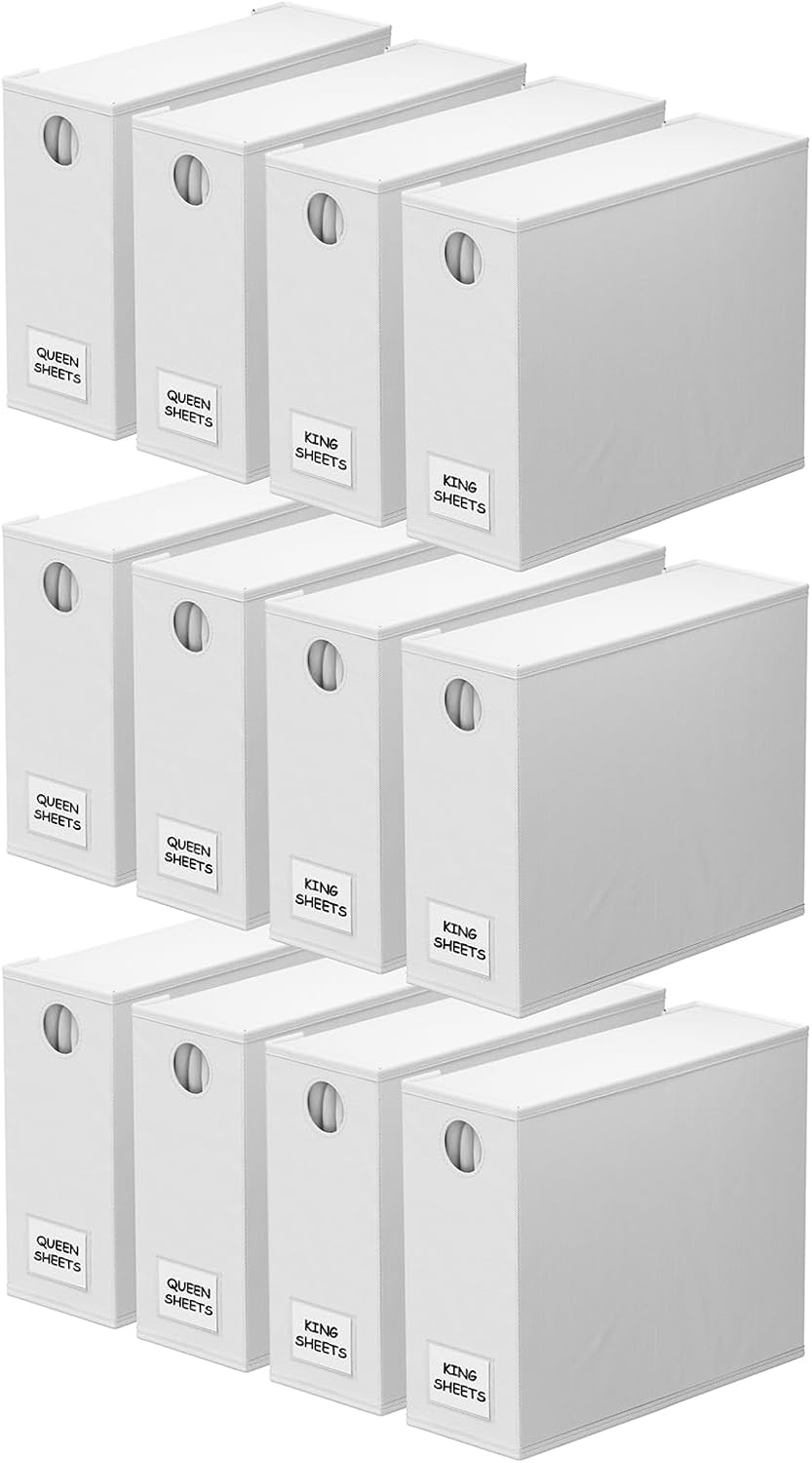 SpaceAid 12 Pack Bed Sheet Organizers for Linen Closet Storage