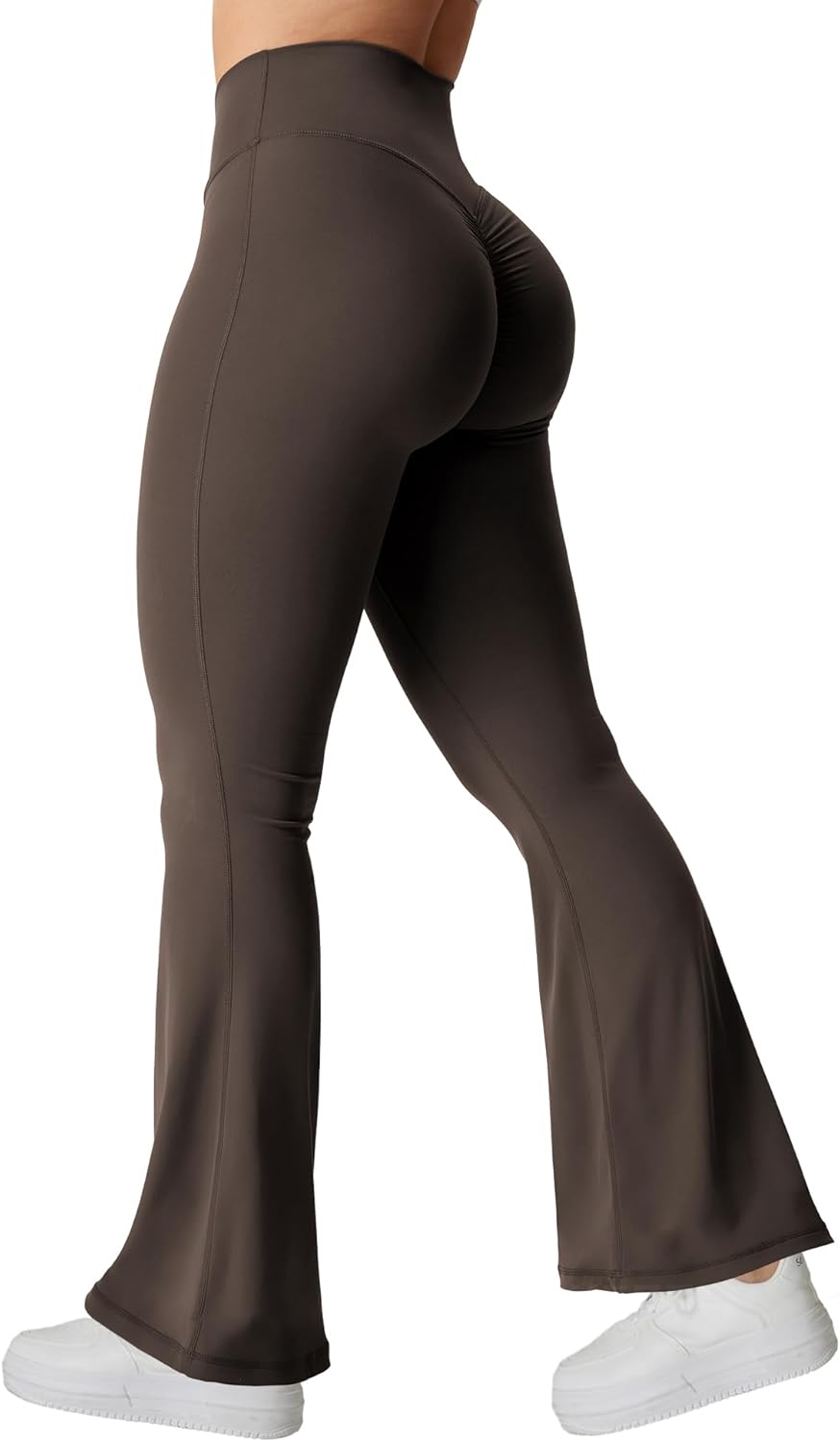 Kalie Flare Scrunch Leggings for Women with V Cross Waist Design