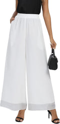 Women's Chiffon Wide Leg Palazzo Pants - Flowing Beach Trouser