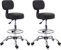 Drafting Stool 2pack with Back and Footrest - Adjustable Rolling