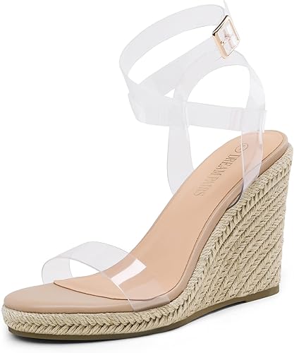 DREAM PAIRS Womens Open Toe Espadrilles Stylish Wedge Sandals