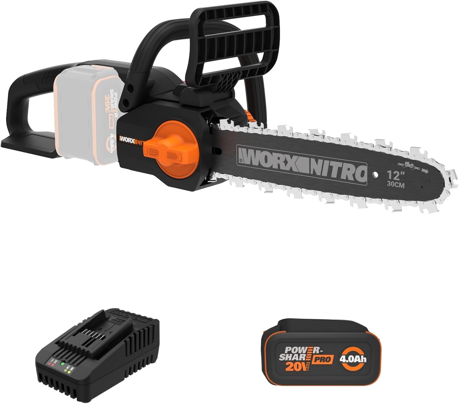 Worx Nitro 20V 12in Cordless Brushless Chainsaw for Easy Cutting