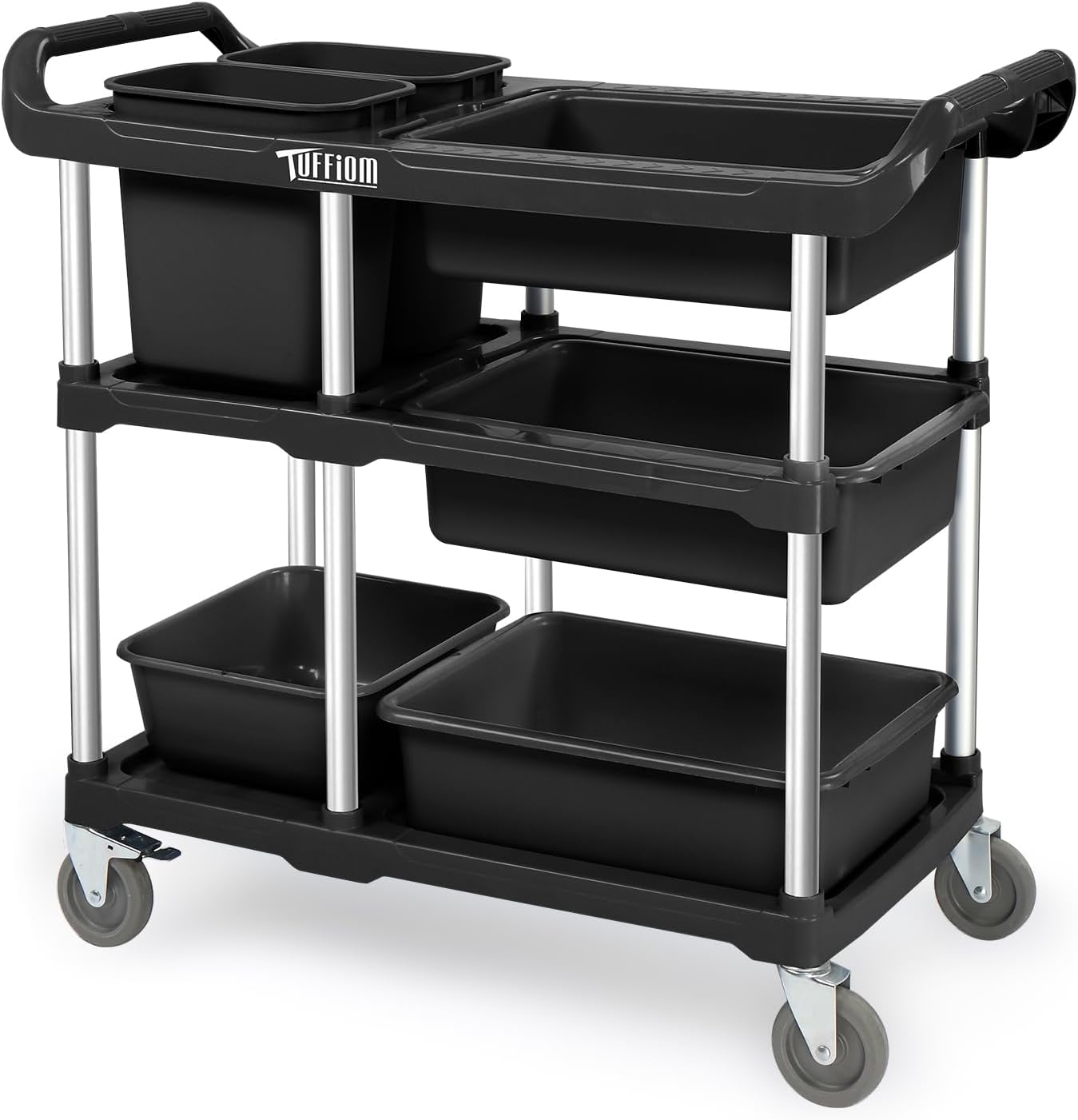 TUFFIOM 3-Tier Plastic Service Cart: Heavy Duty Organizer