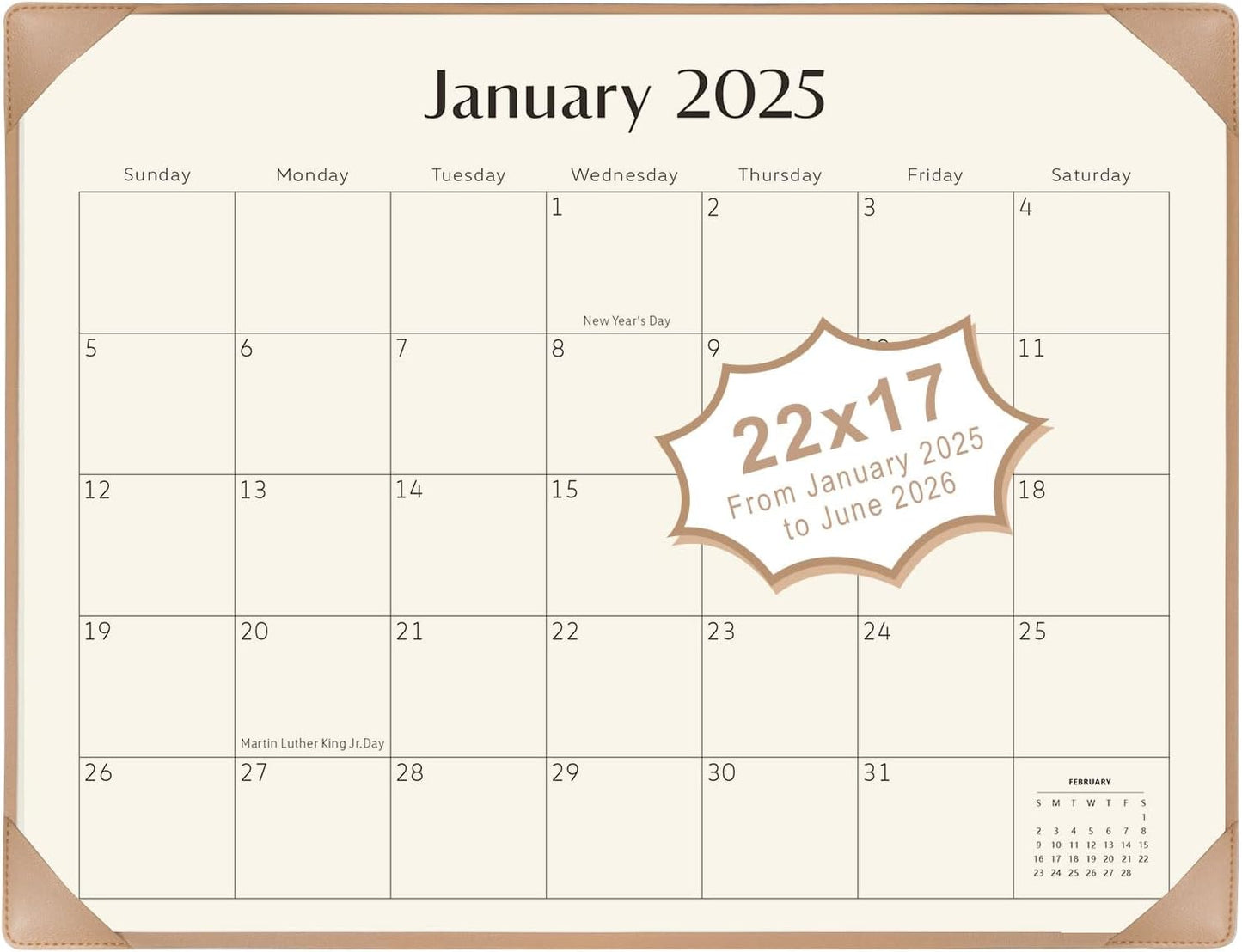 2025-2026 Large Desk Calendar Set by KOPEESY - Vibrant Apricot - Stay Organized!