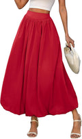 Bubble Maxi Skirt Women - Puff Hem A-Line Skirt with Pockets