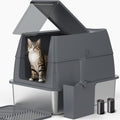 Enclosed Stainless Steel Cat Litter Box with Lid for Big Cats