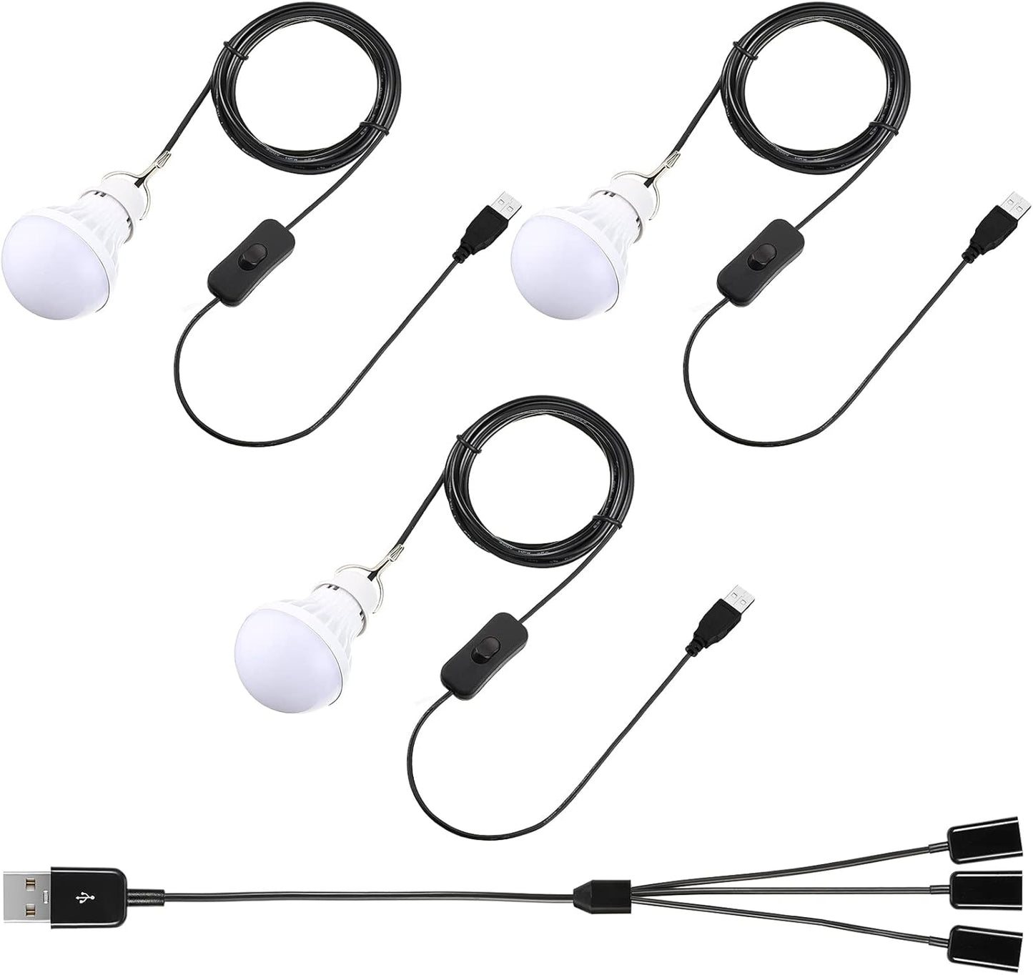 Portable USB LED Tent Light Trio by Tuanse - Extra Long Cord for Outdoor Adventures!