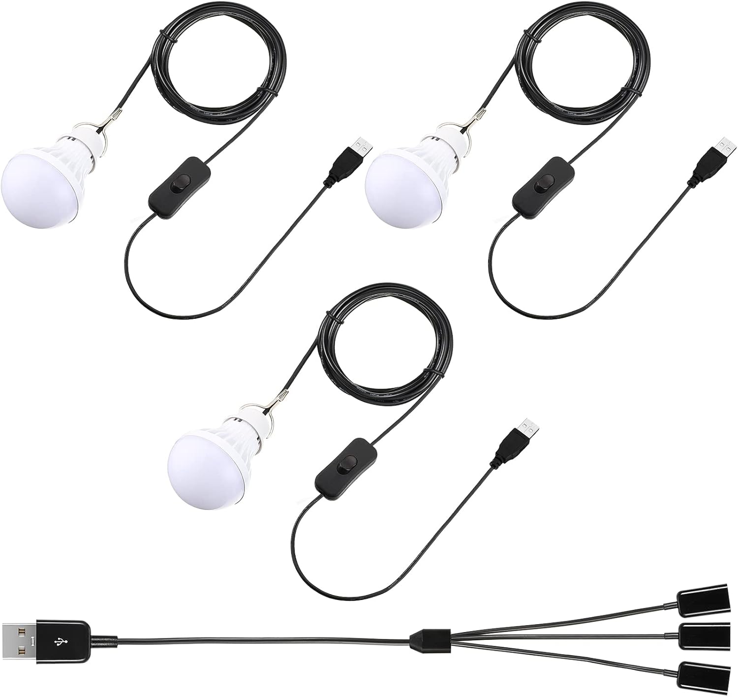 Portable USB LED Tent Light Trio by Tuanse - Extra Long Cord for Outdoor Adventures!