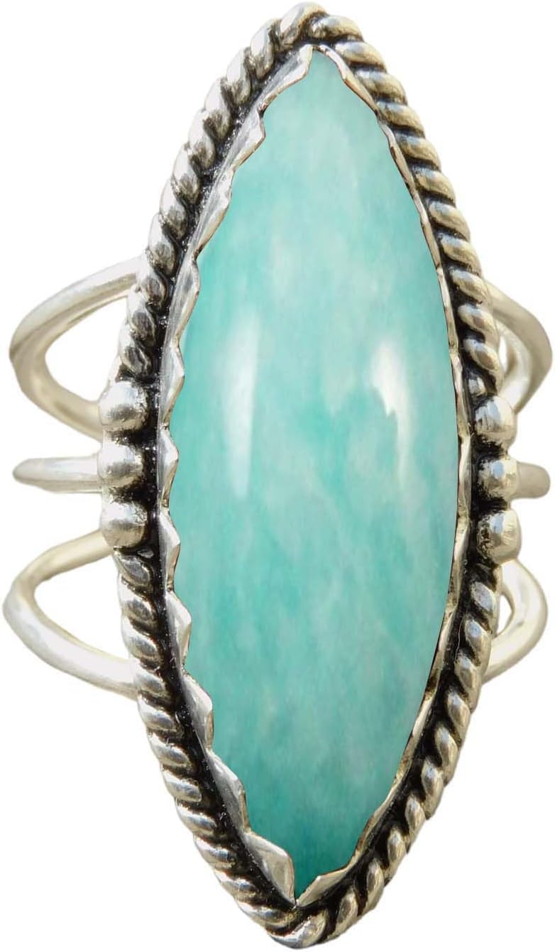 NKG Blue Copper Turquoise Ring in 925 Sterling Silver for Women