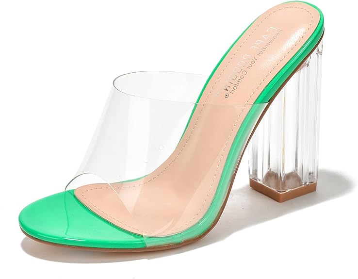 Cape Robbin Fusion Clear Chunky Block High Heels for Women