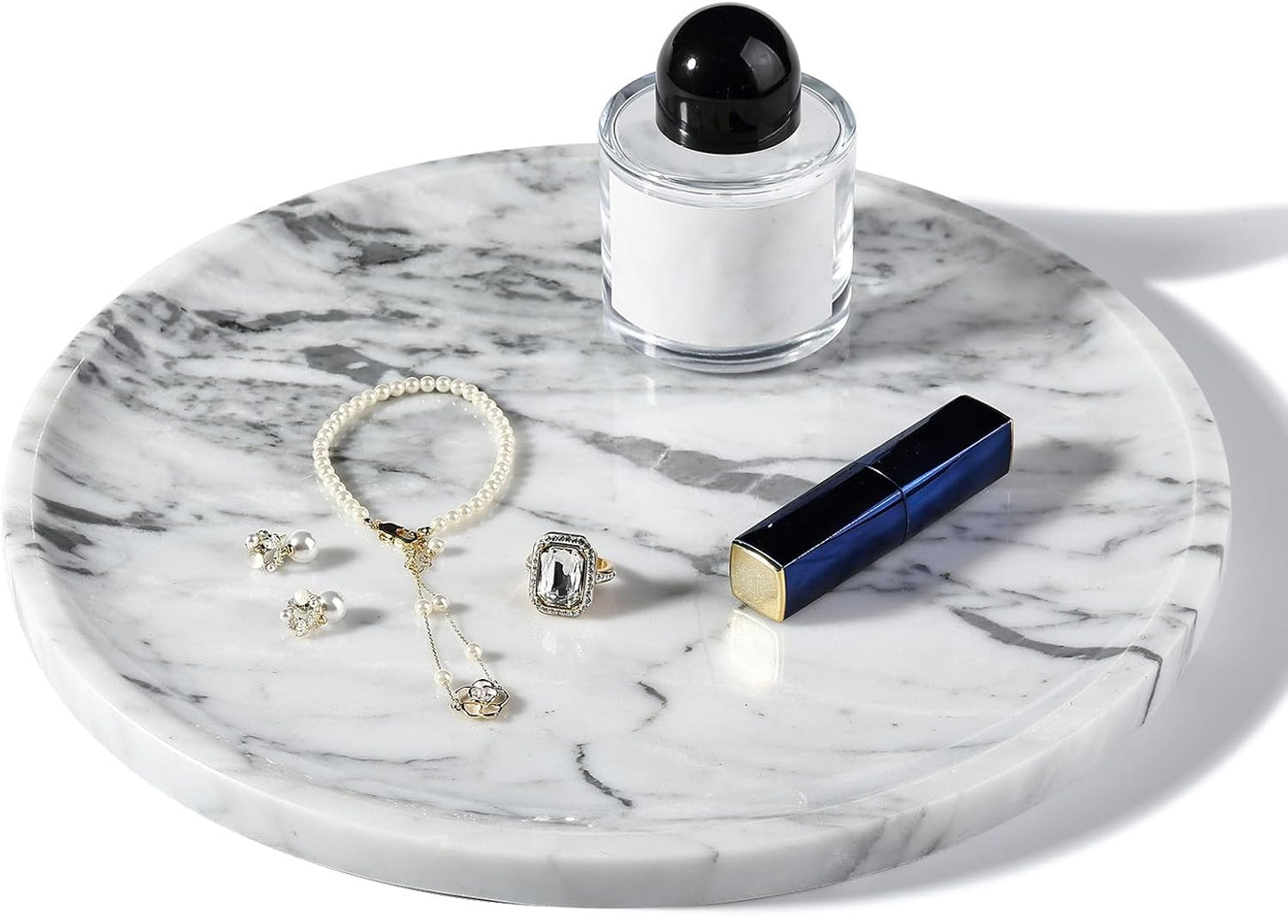 Elegant Round Marble Tray for Kitchen and Bathroom Decor