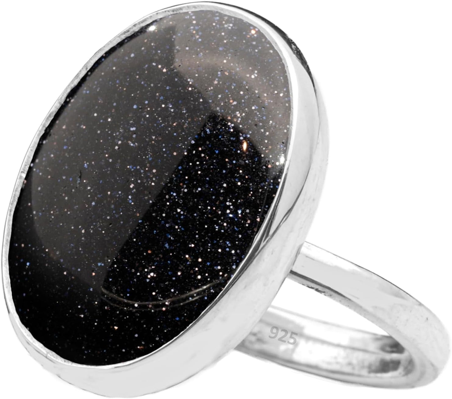 Natural Amazonite Crystal Ring in Rhodium Plated Silver