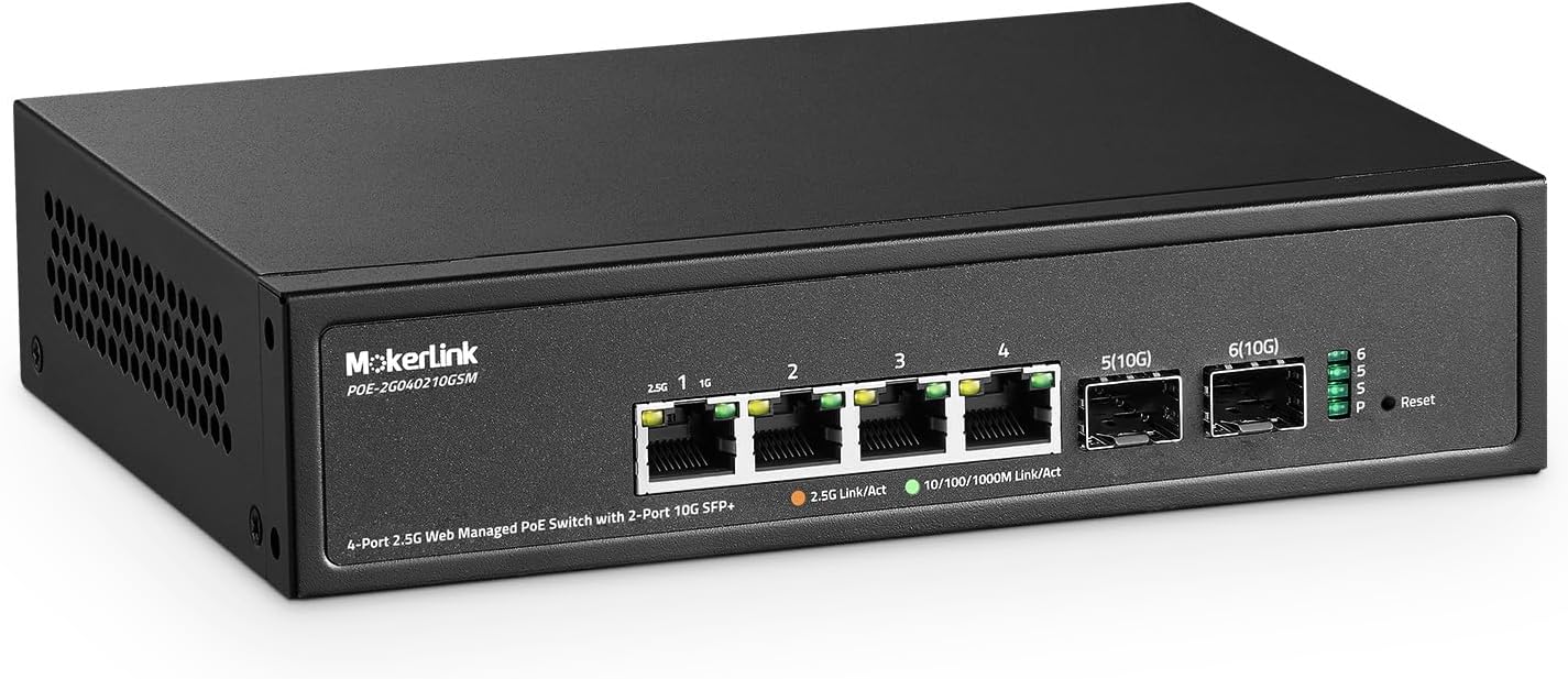 MokerLink 4 Port 2.5G POE Managed Switch for Fast Networking