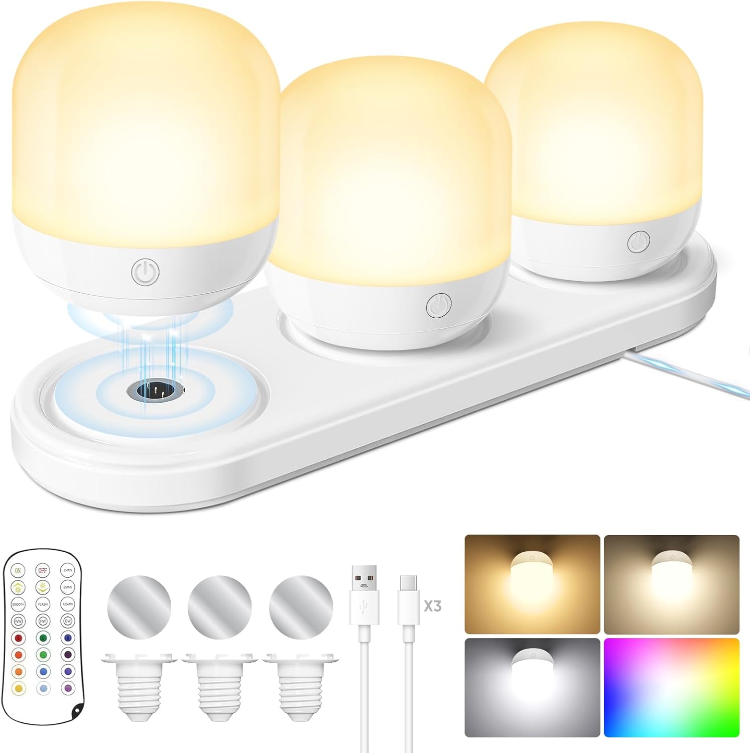 Rechargeable Battery Operated Light Bulb Set with Remote Control