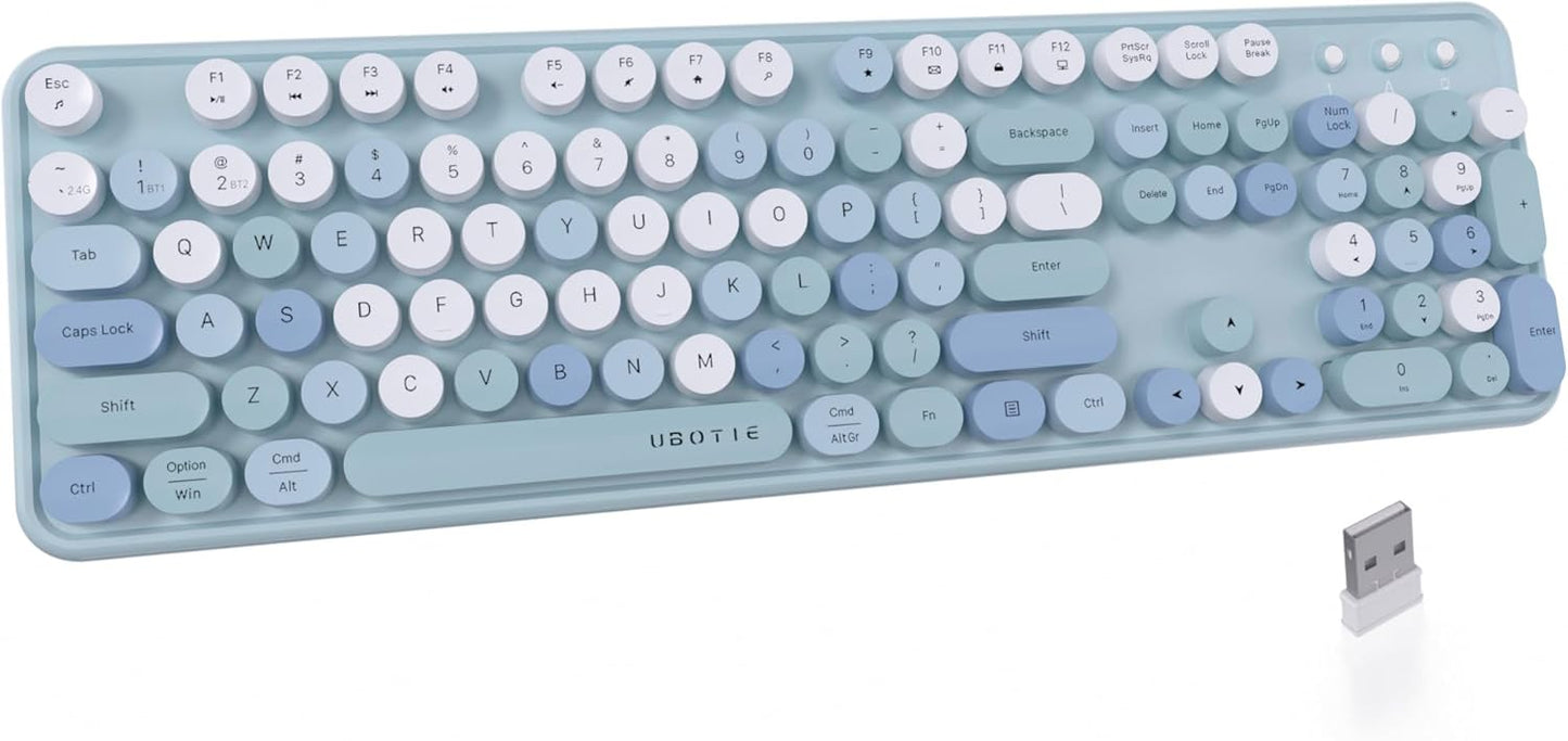 UBOTIE Retro Round Keycaps Wireless Keyboard
